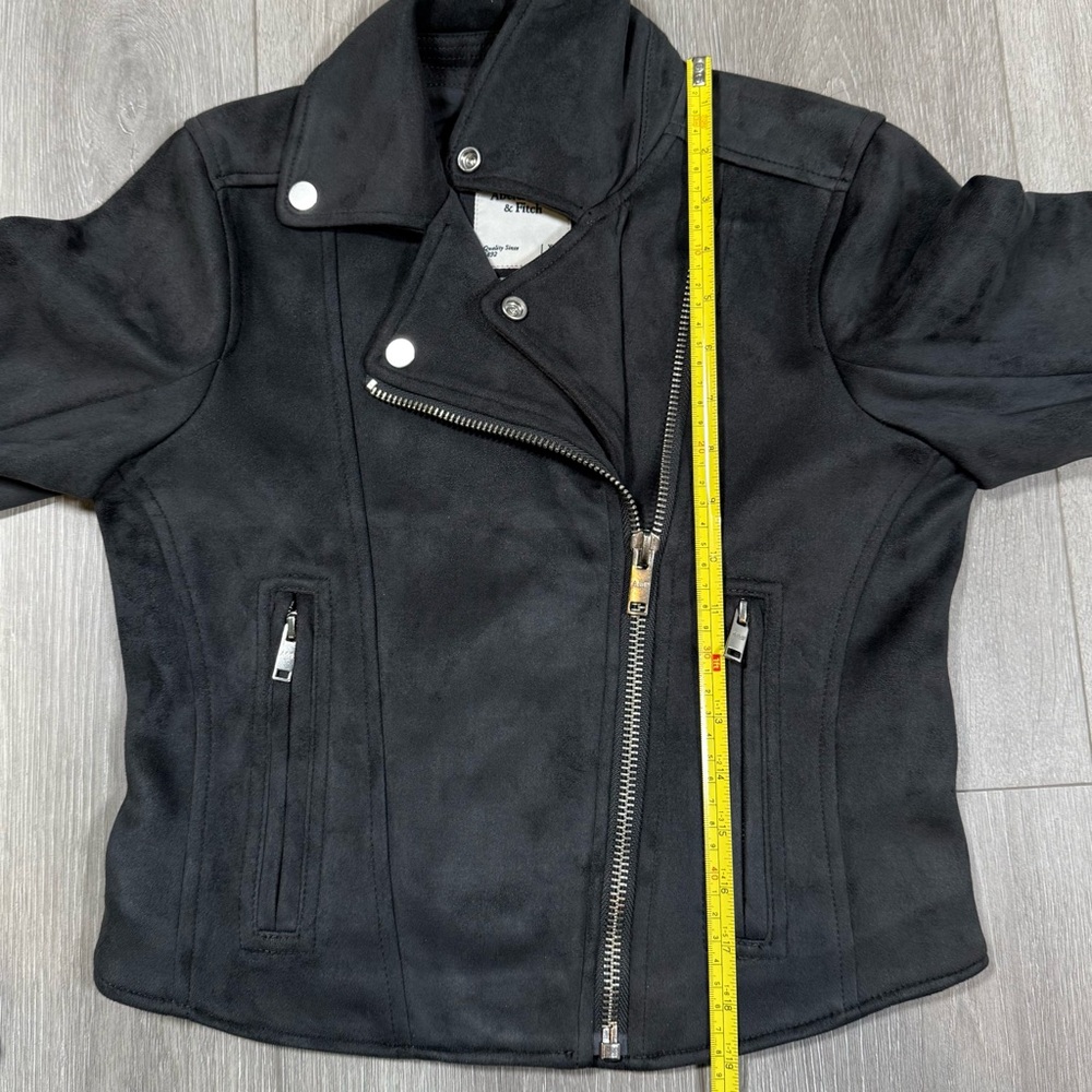 Abercrombie & Fitch Women's Dark Gray Vegan Suede Moto Jacket. Size XS - Picture 5 of 8